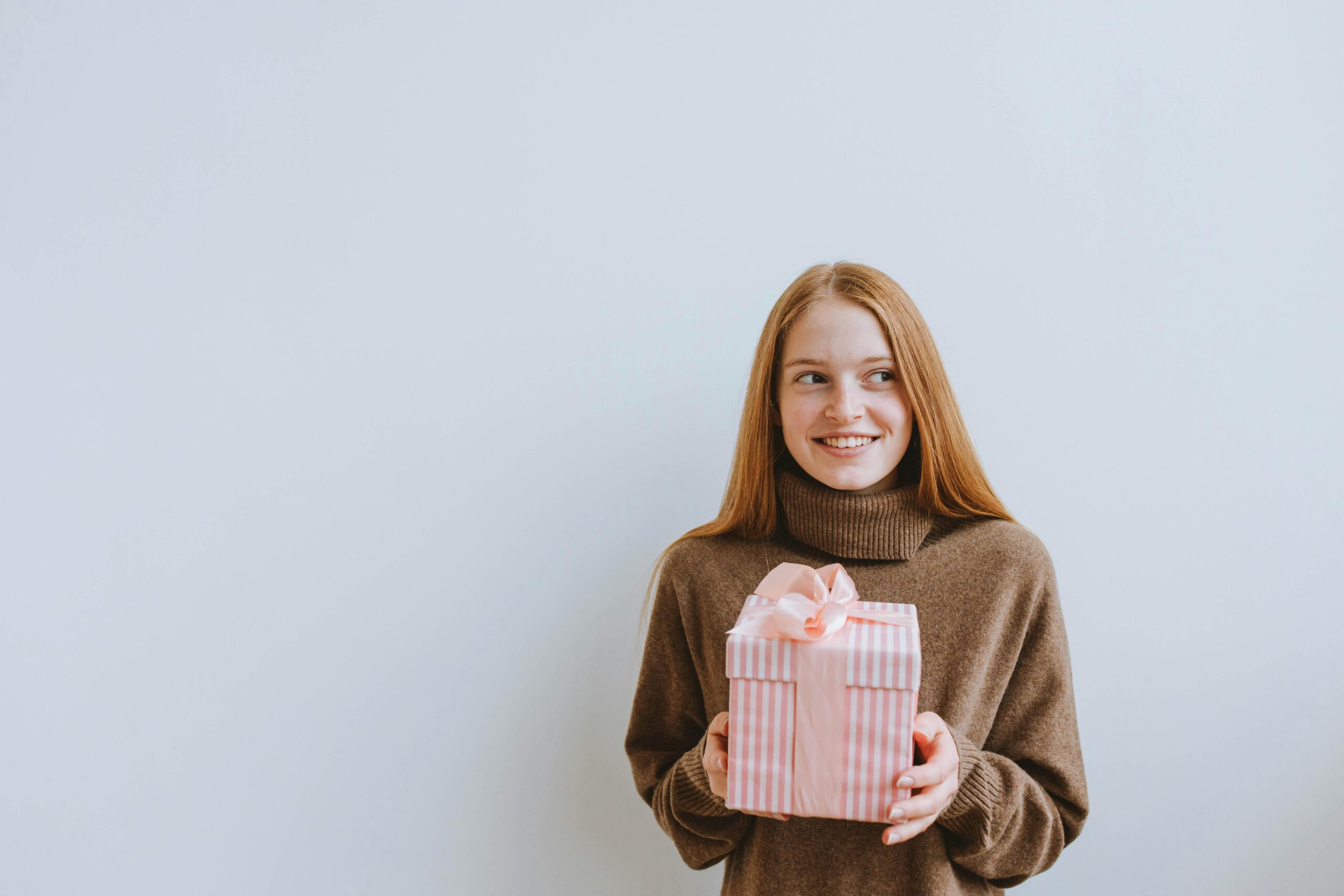 Girl holding gift